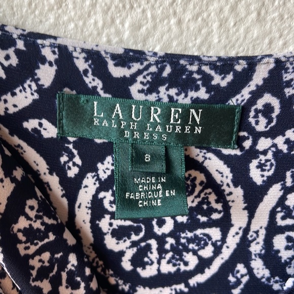 Lauren Ralph Lauren Geometric Spaghetti Strap Dress, Blue, Size 8 - Picture 7 of 9